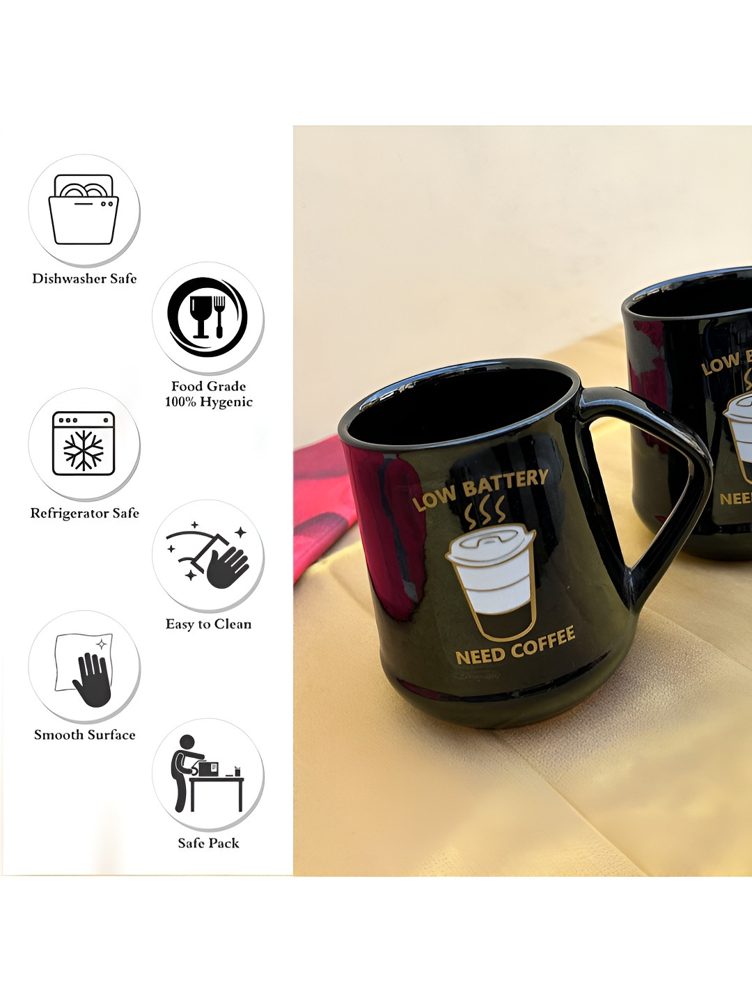 Divy Aarambh Stories Irish Black Typography Ceramic Microwave Safe 2 Piece Mugs-300ml