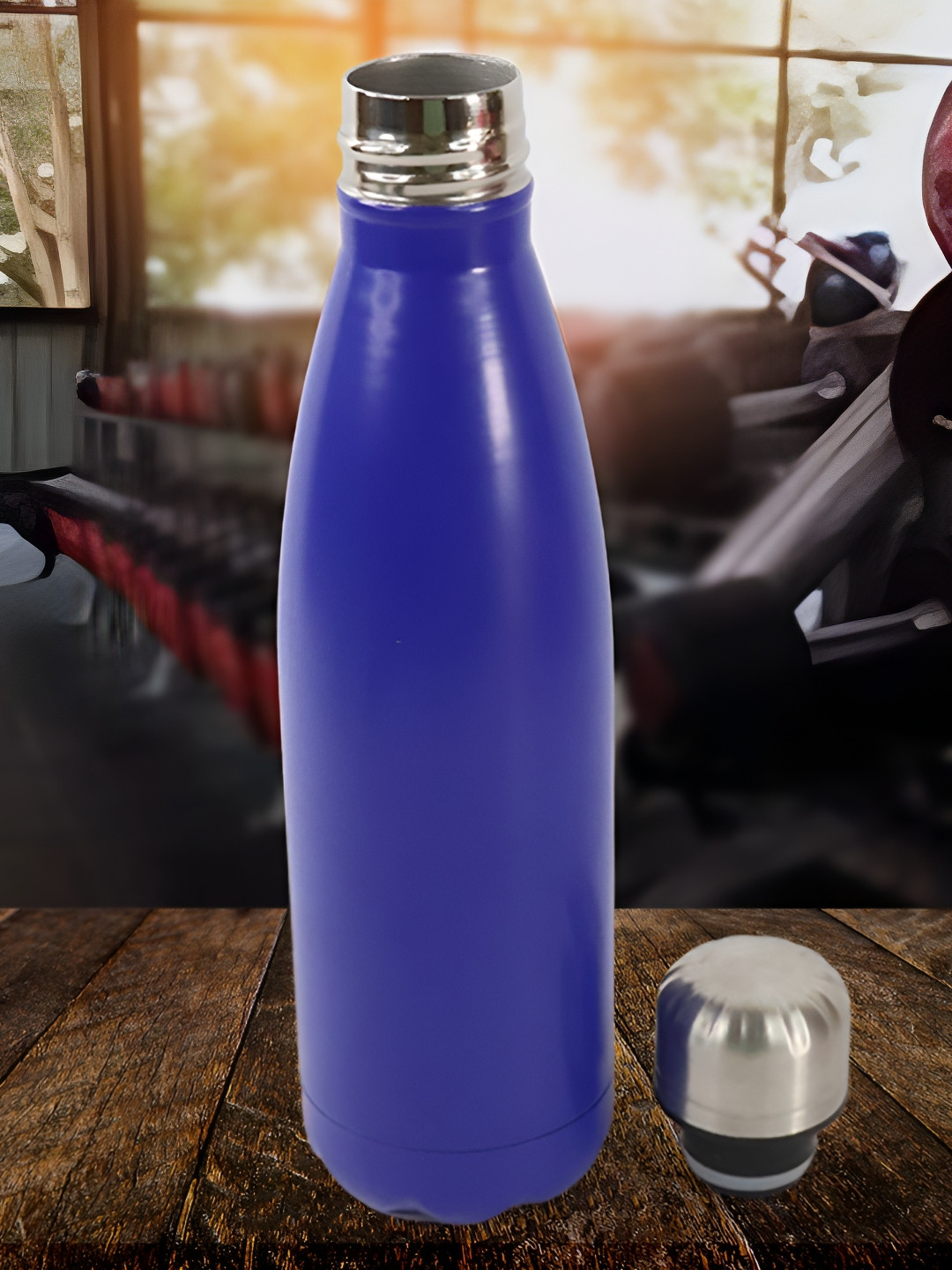 DeoDap Blue Solid Stainless Steel Single Wall Vacuum Water Bottle - 400ml