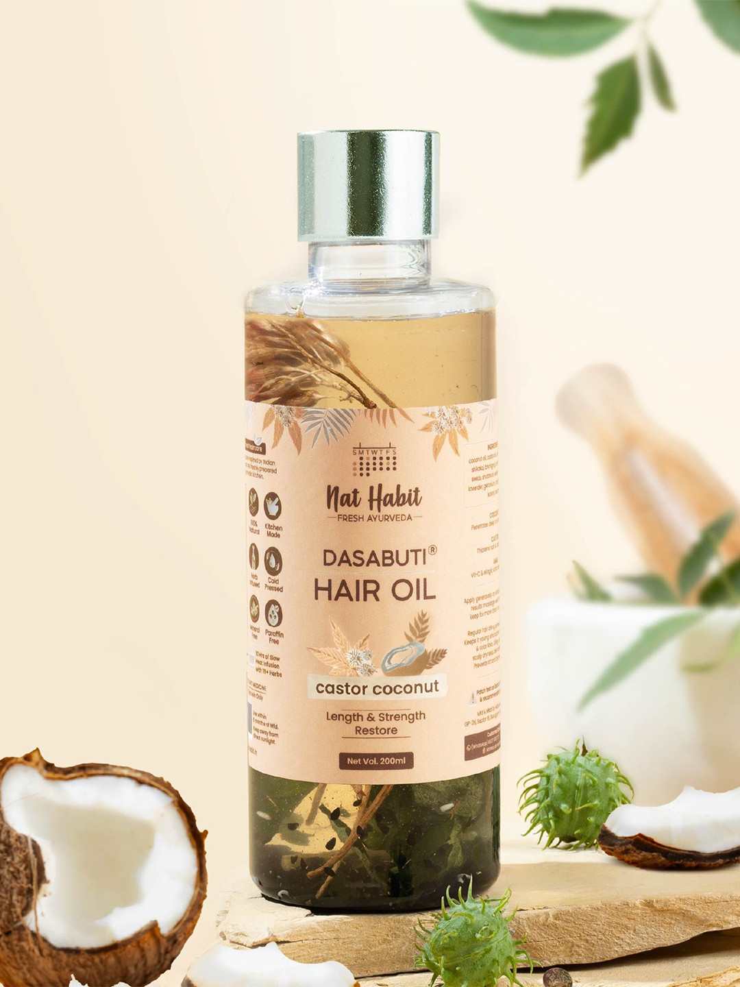 Nat Habit Castor Coconut All-Season Hair Oil With Amla Bhringraj & Methi 200ml