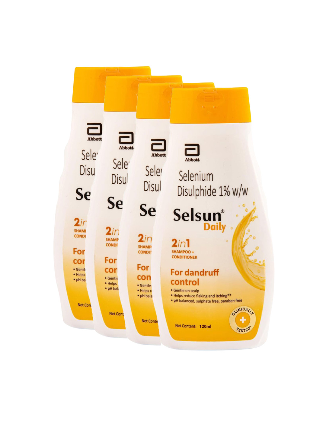Selsun Set Of 4 2-in-1 Anti-Dandruff Shampoo + Conditioner for Dry Scalp - 120 ml Each