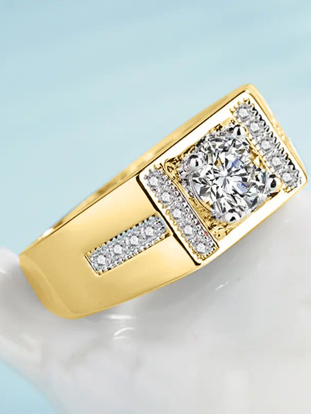The Roadster Lifestyle Co Men American Diamond-Studded Adjustable Finger Ring