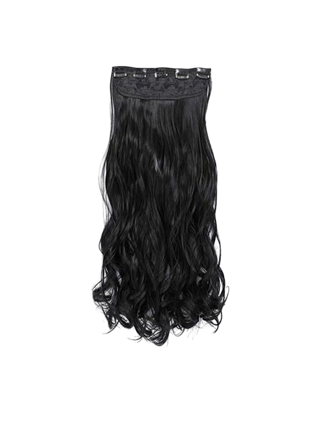 VIEWS Wavy Clip-In Scalp Topper Premium Heat-Resistant Hair Extension - Black- 24 Inch