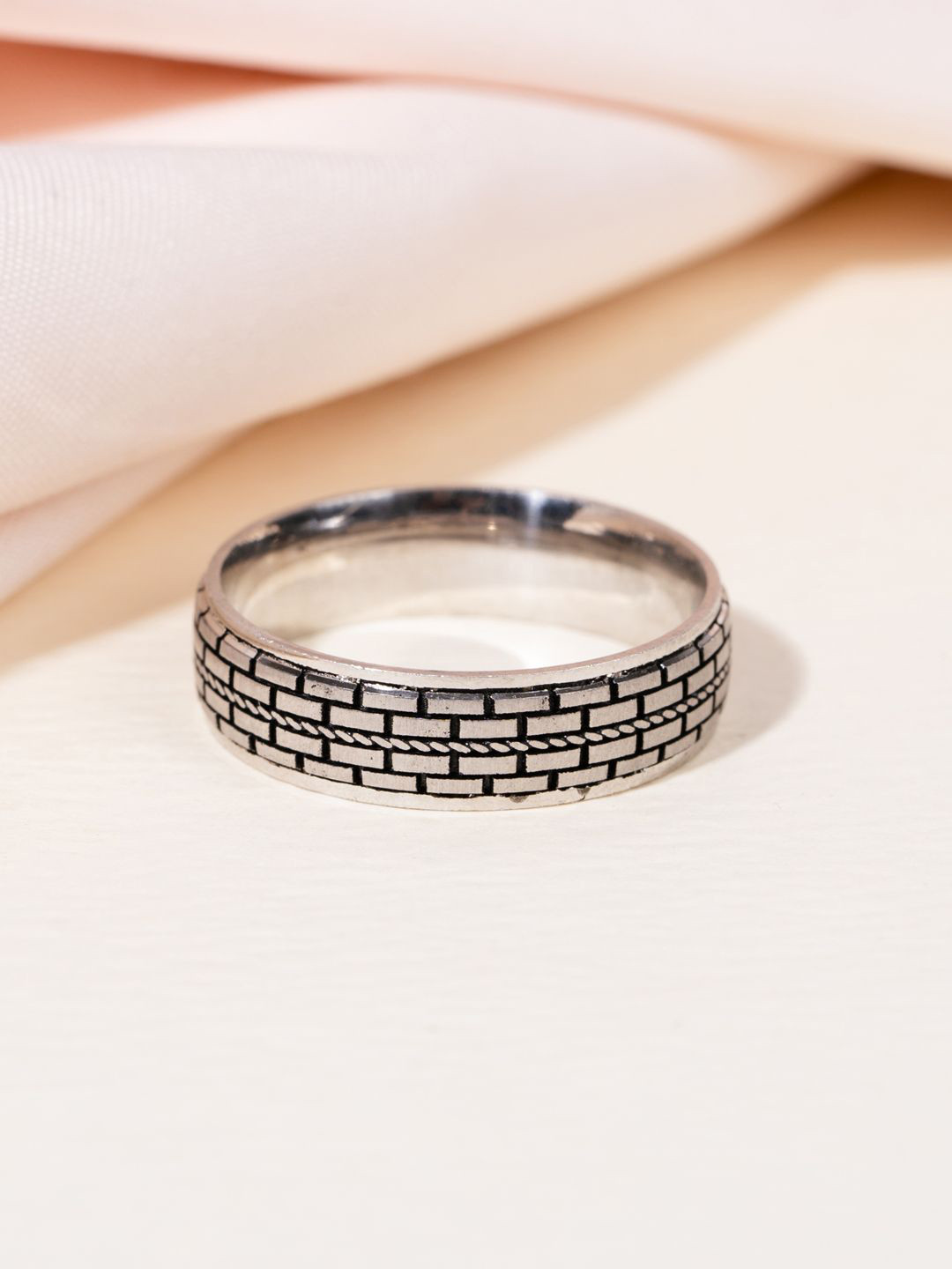 GLYTERS 925 Sterling Silver Fortress Block Finger Ring