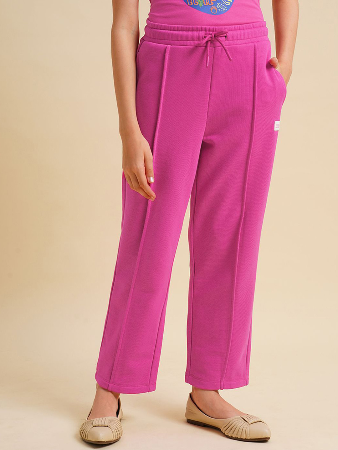 Vero Moda Girls Cotton Solid Relaxed Fit Trousers