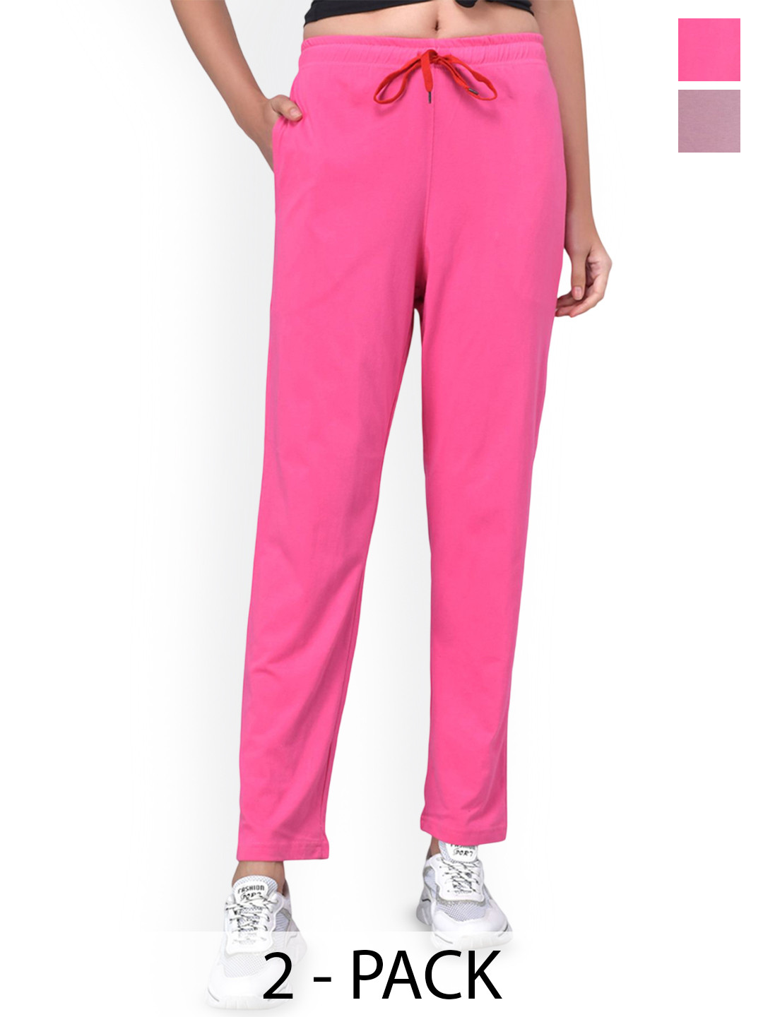 FFLIRTYGO Women Pack Of 2 Cotton Mid-Rise Trackpants