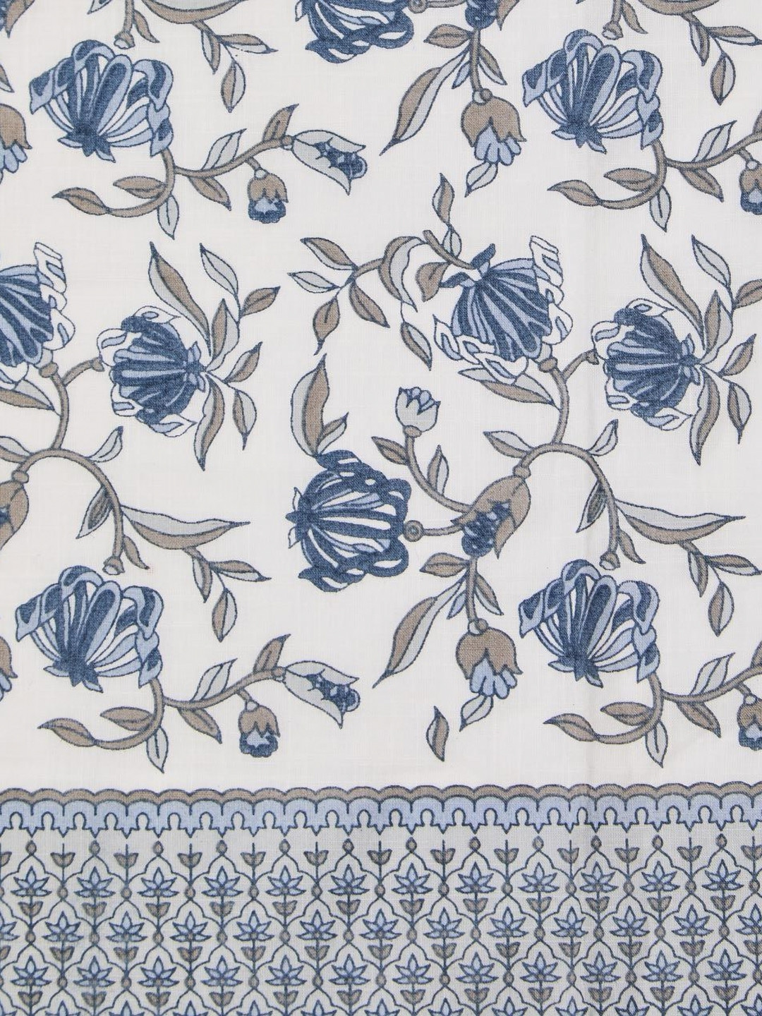 Fabindia Anvi White & Blue Floral Printed Cotton Door Curtain
