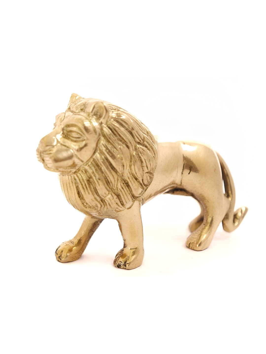 The Spiritual Living Lion Gold Brass Metallic Living Room Small Showpiece - 3.5 Inches