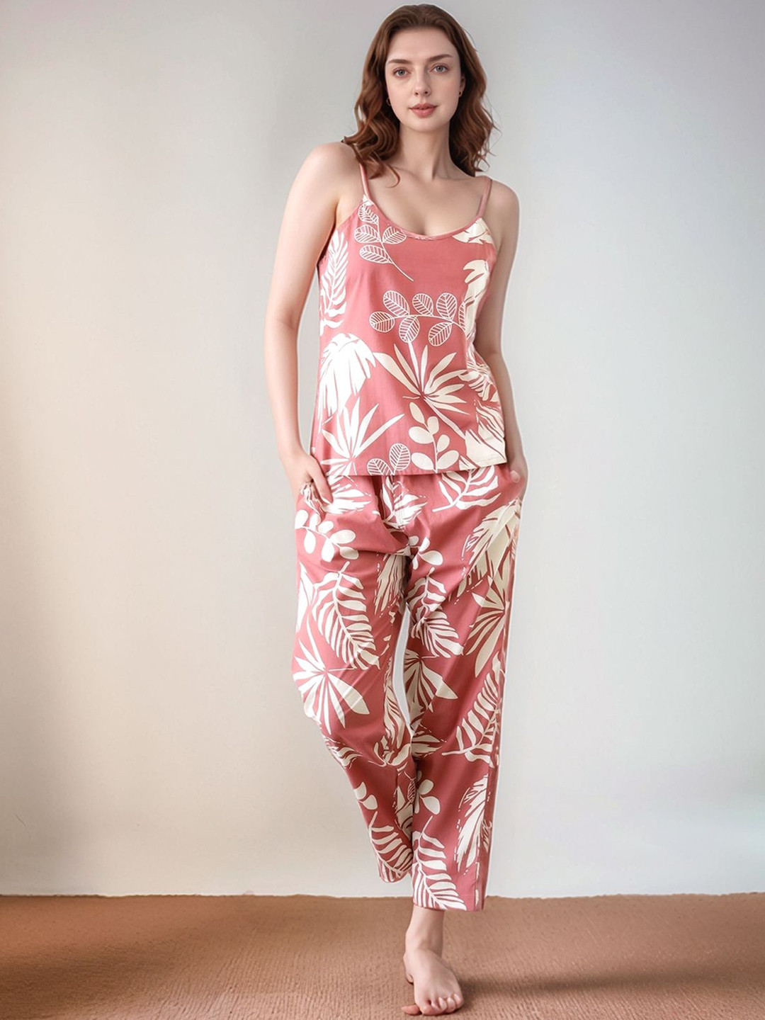 OKARA Printed Pure Cotton Top & Trousers With Shrug Co-Ords