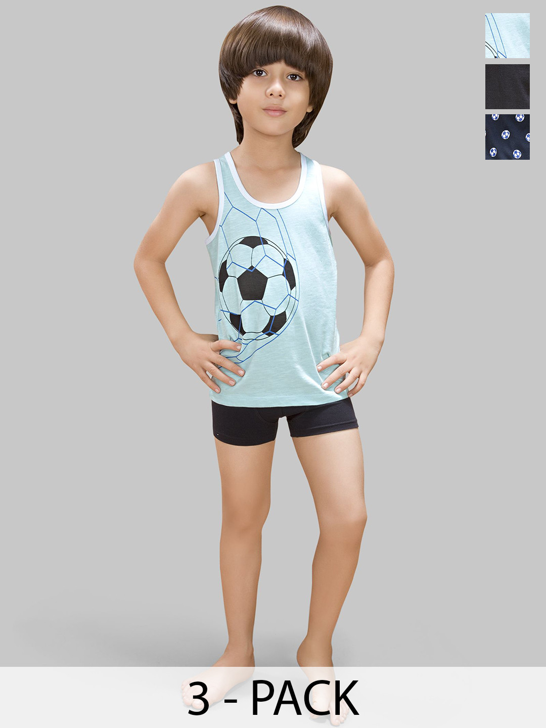 TRESNOVA Boys Pack Of 3 Pure Cotton Innerwear Vests with Anti-Microbial Technology