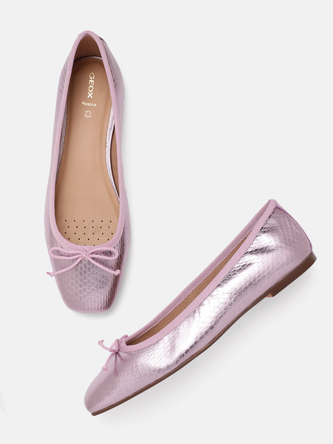 Geox Women Textured D Marsilea A Leather Ballerinas With Bows