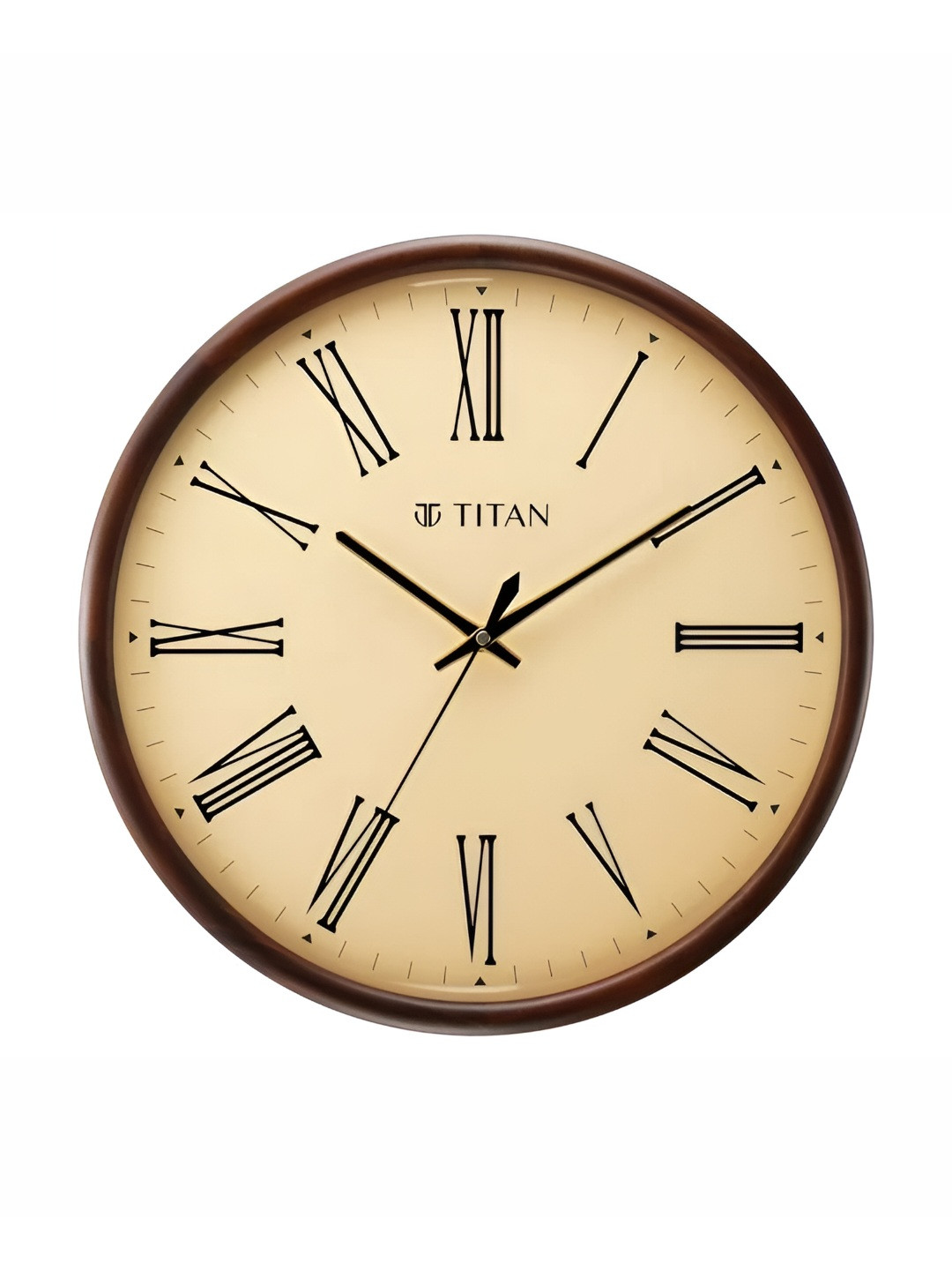 Titan Classic Brown & Black Wooden Contemporary Round Shaped Wall Clock