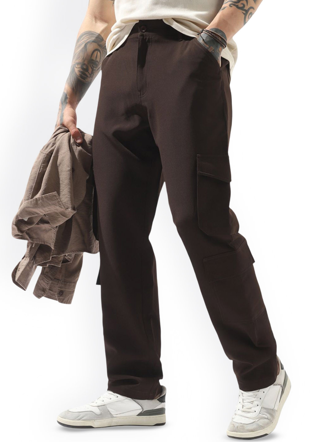 High Star Men Comfort Loose Fit Easy Wash Cargo Styles Korean Trousers