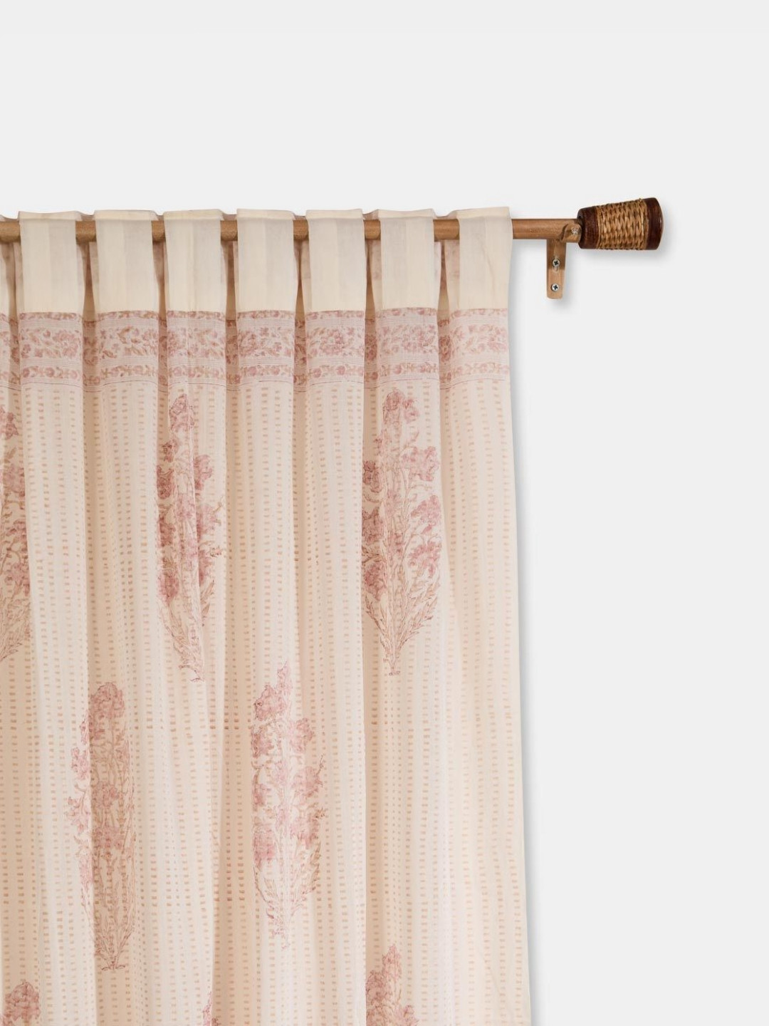 Fabindia Pink & White  Serene Floral Long Door Curtain