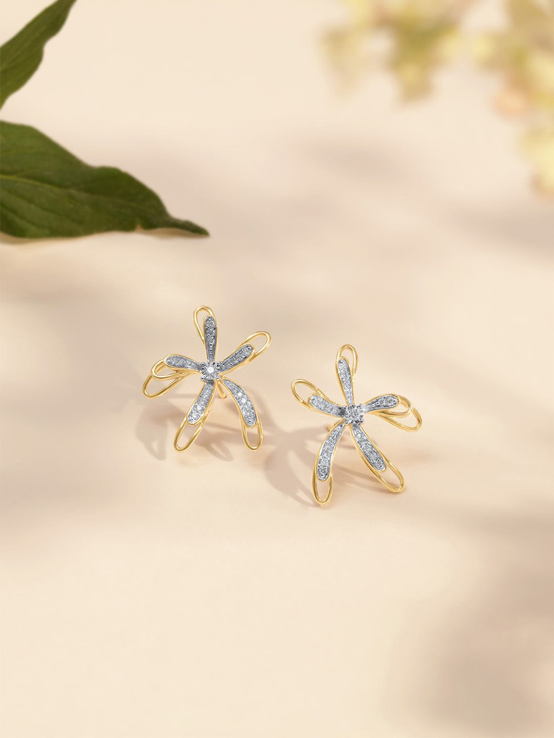 Mia by Tanishq 14KT Yellow Gold Stud Earrings - 3.118gm