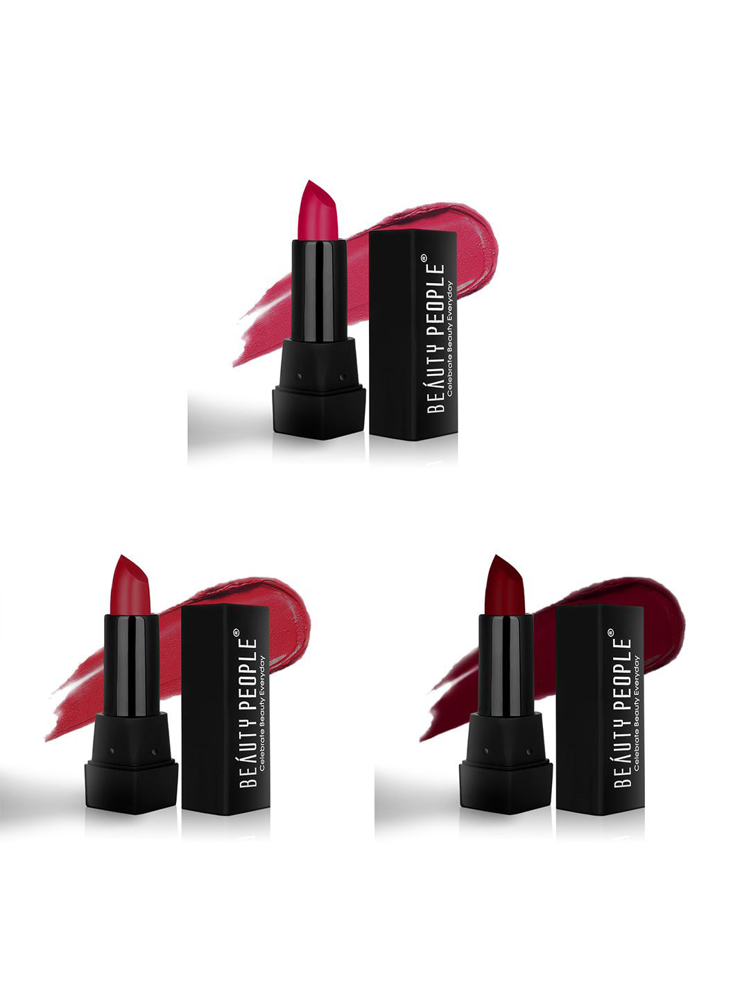 Beauty People Set Of 3 Pure Long Lasting Matte Lipstick- 3.8 g Each- 106- 113- 114