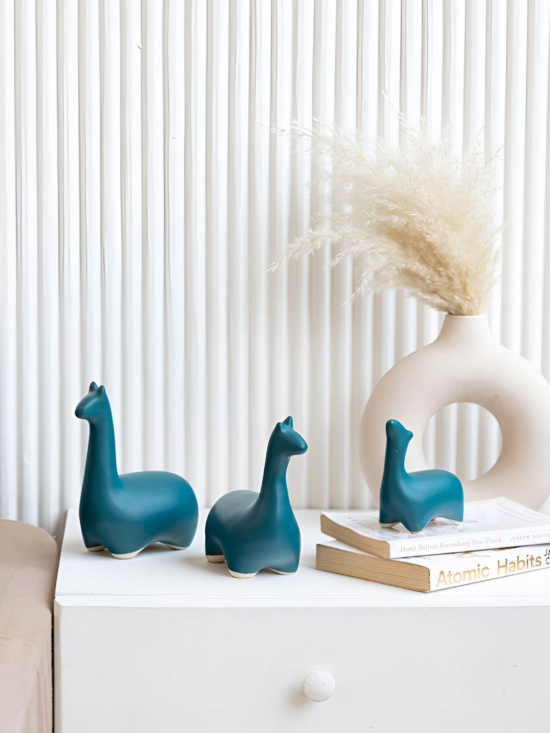 Claymistry Dinosaur Sea Green Ceramic Natural Living Room Set of 3 Medium Showpieces - 3.9 Inches