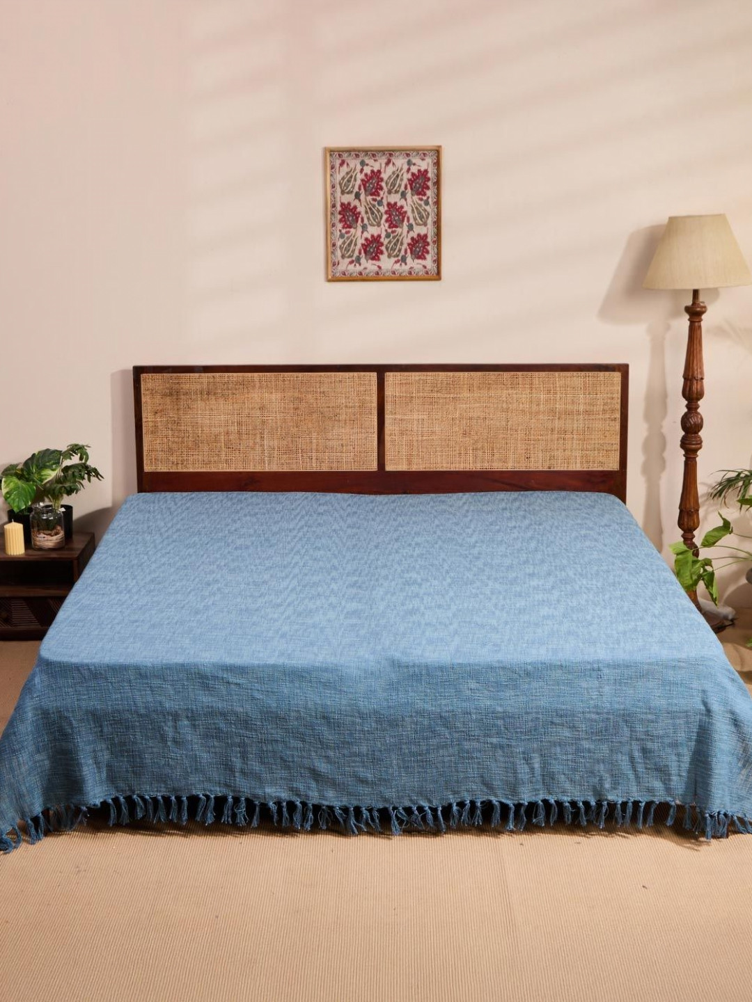 Fabindia Blue Sangam Textured King SizeBedCover