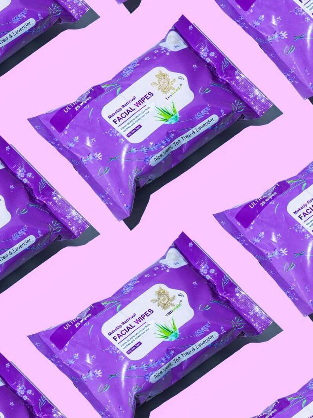 Thyherbs Makeup Removal Facial Wipes With Aloevera & Tea Tree- 25 Wipes