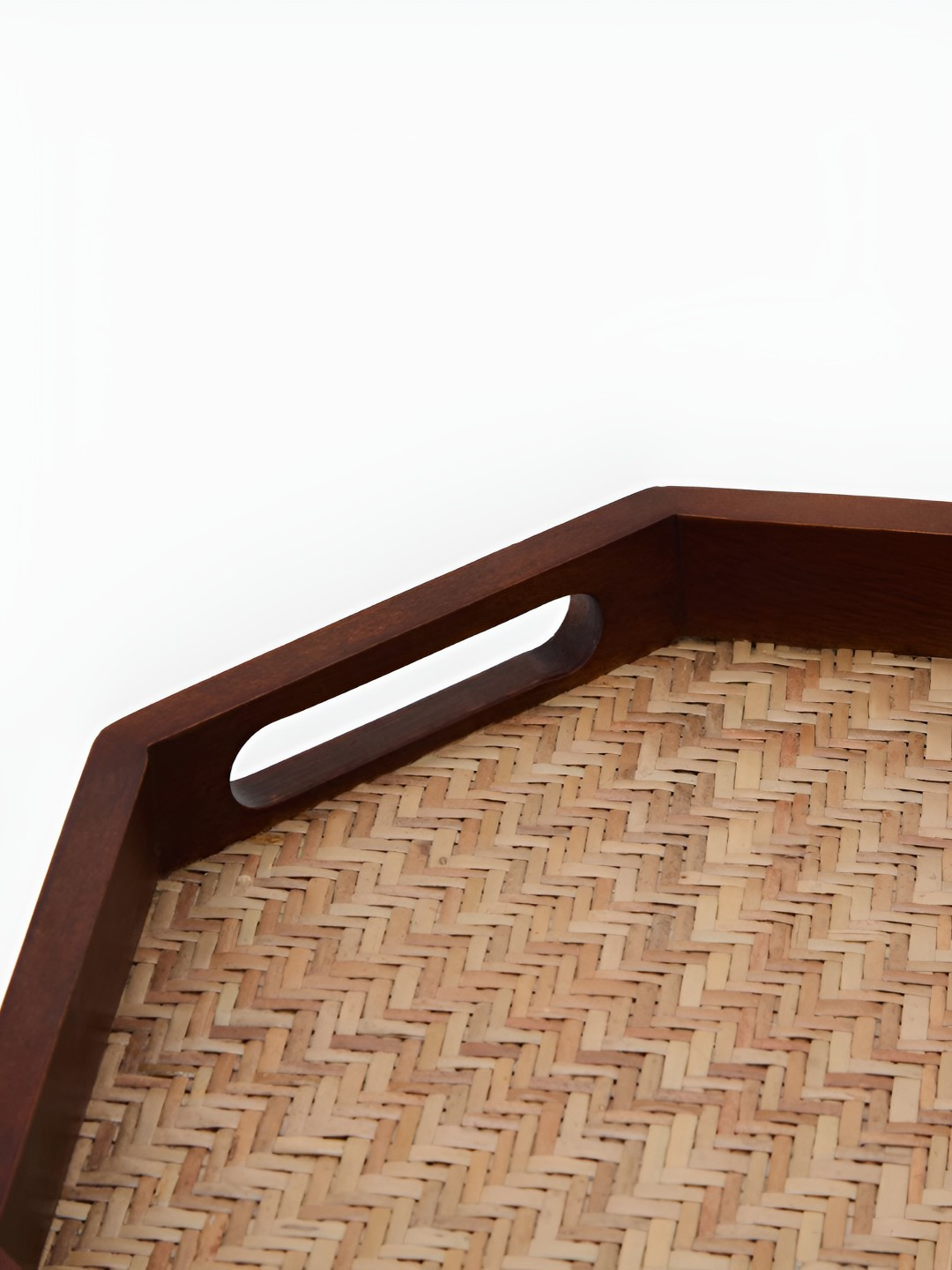 Fabindia Brown Wood Naksh Wood Octagonal Tray