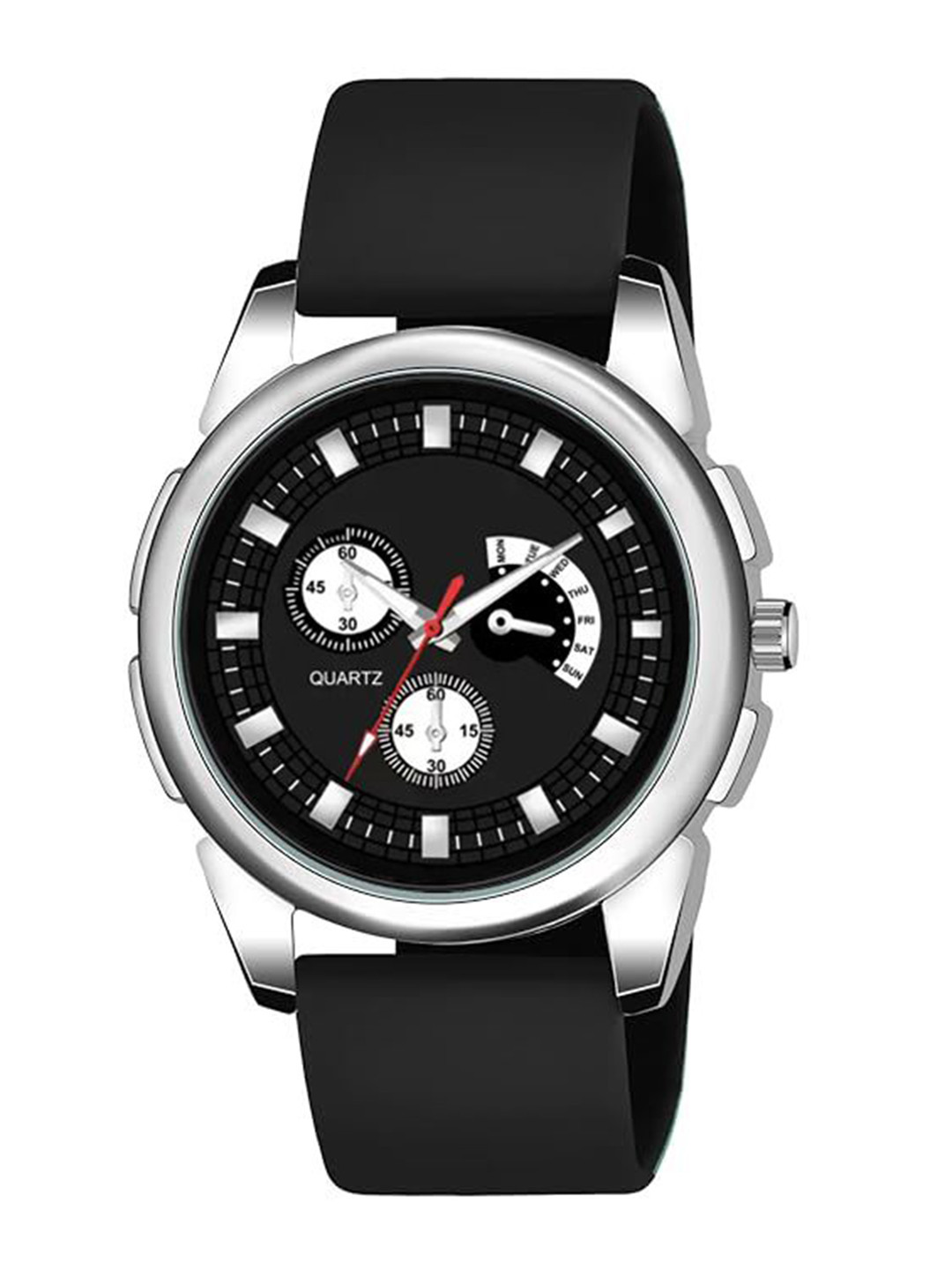 JUST LIKE Men Dial & Wrap Around Straps Analogue Watch 883 crom avio Black silicon