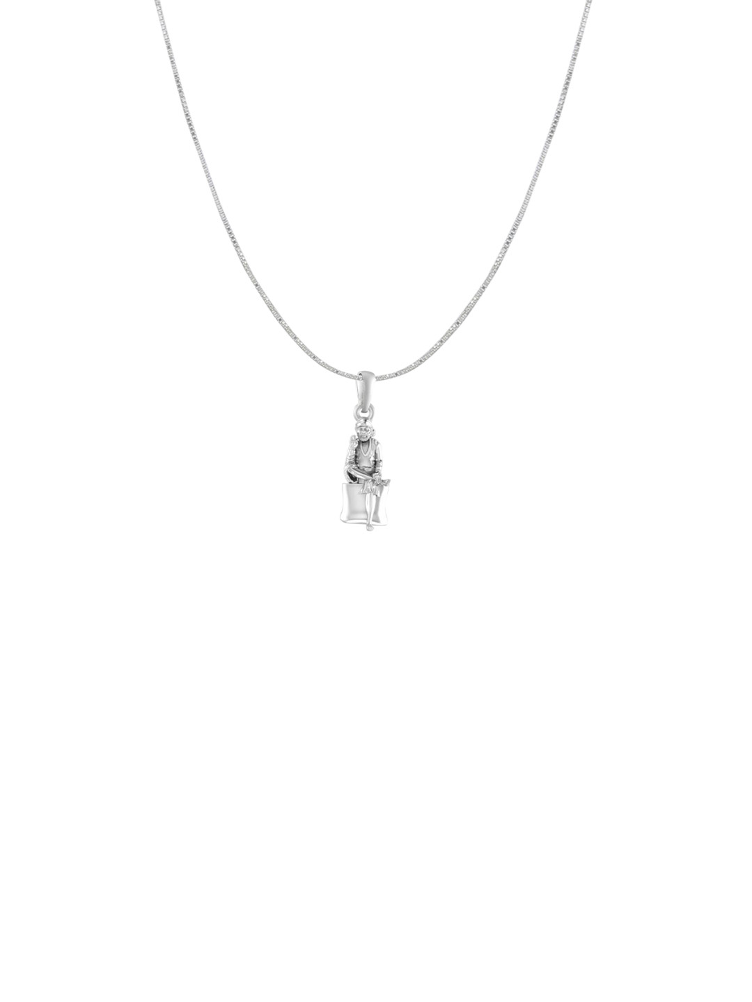 Metronaut 92.5 Sterling Silver Sai Baba Goddess Pendant with Box Chain