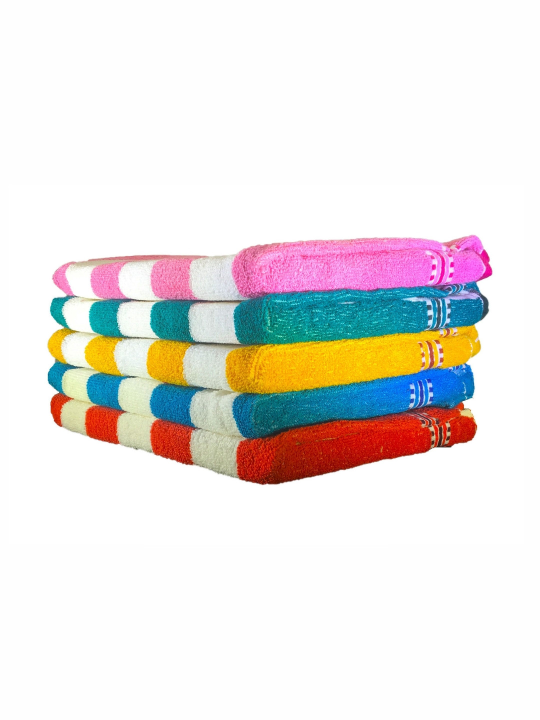SHOP BY ROOM 5-Pcs Red & Blue Striped 110 GSM Hand Towels