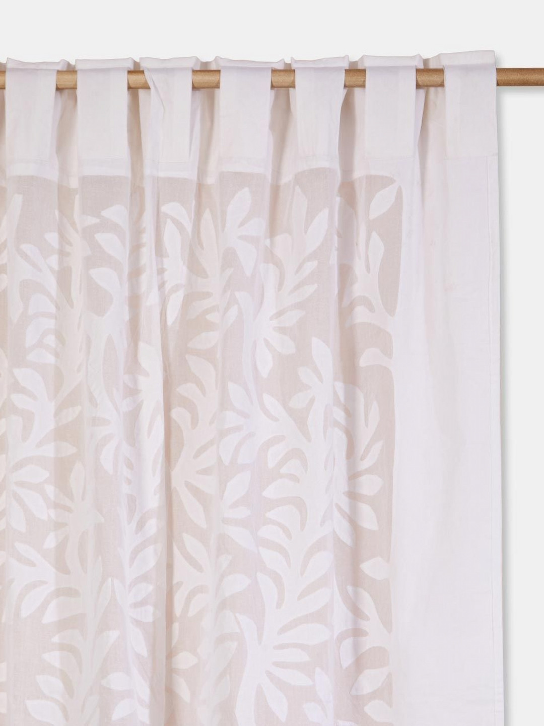 Fabindia Asta White Floral Design Cotton Door Curtain