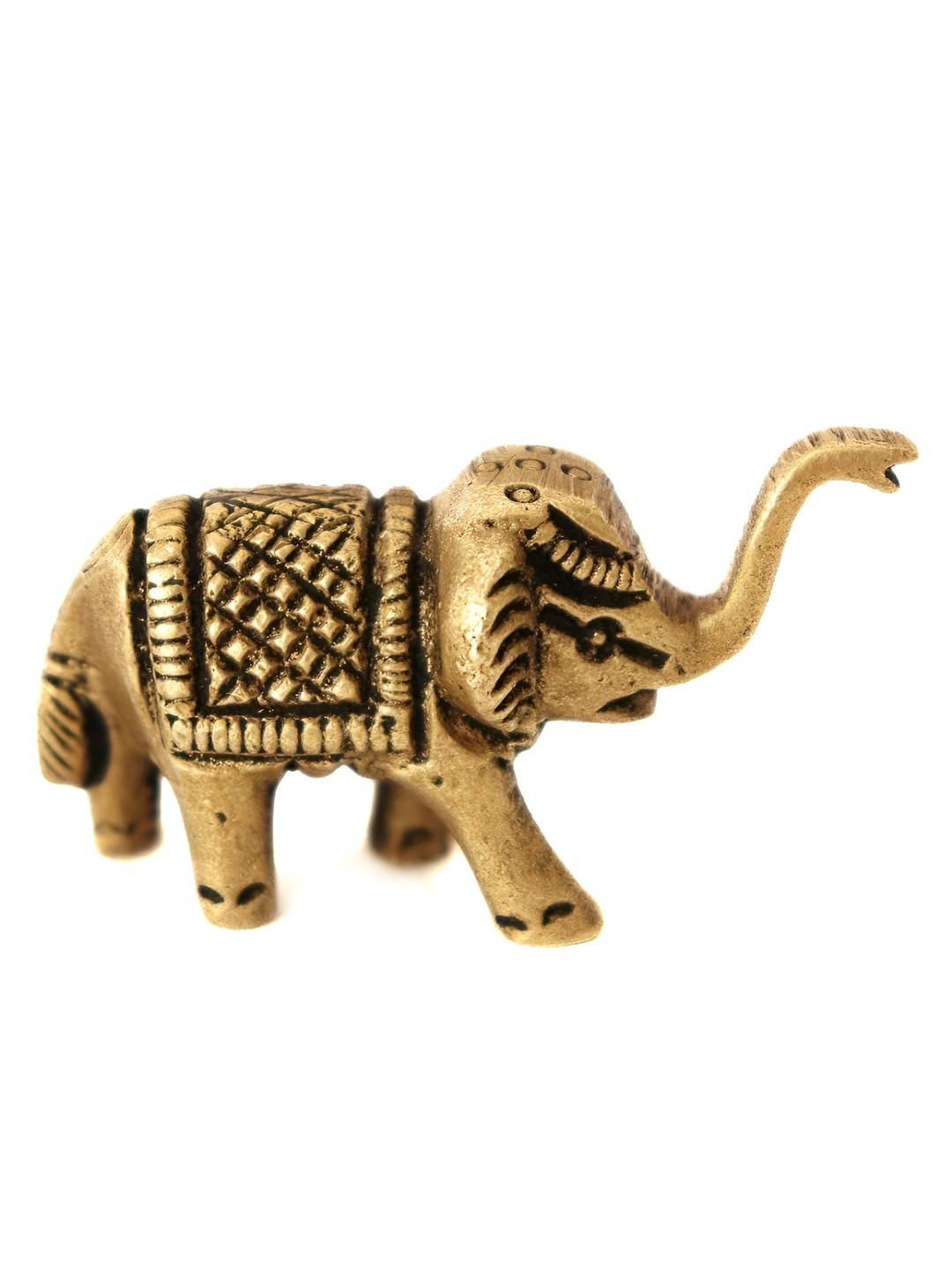 The Spiritual Living Elephant Gold Brass Metallic Home Office Set of 3 Small Showpieces - 3 Inches