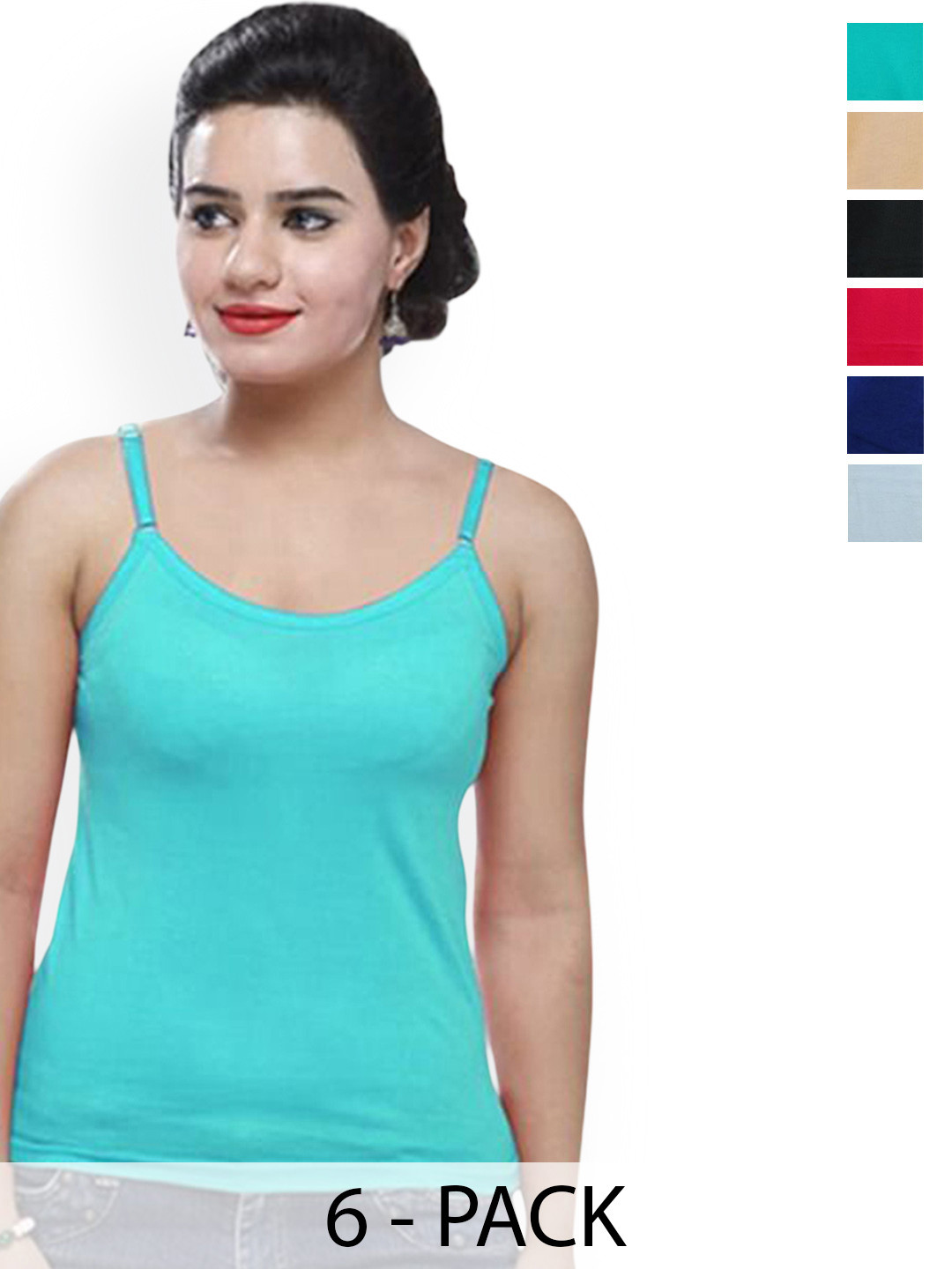 CIVIS Pack Of 6 Pure Cotton Camisoles