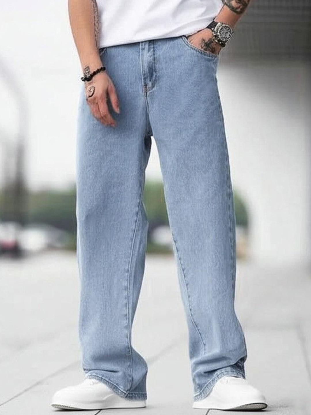 ANGERHOOD Men Mid-Rise Light Fade Stretchable Jeans