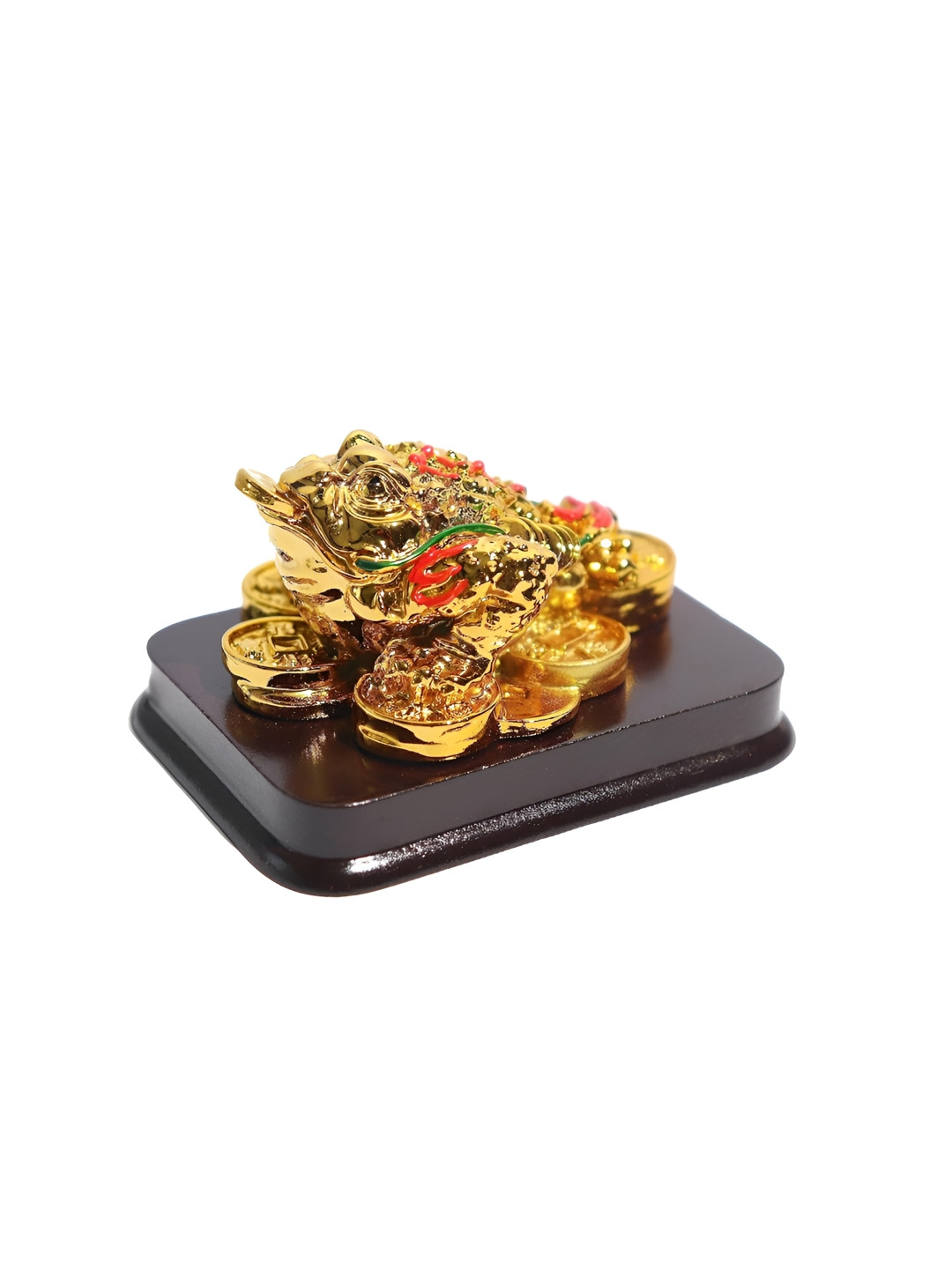 The Spiritual Living Three Legged Feng Shui Money Frog Gold Glass Metallic Living Room Small Showpiece - 2 Inches