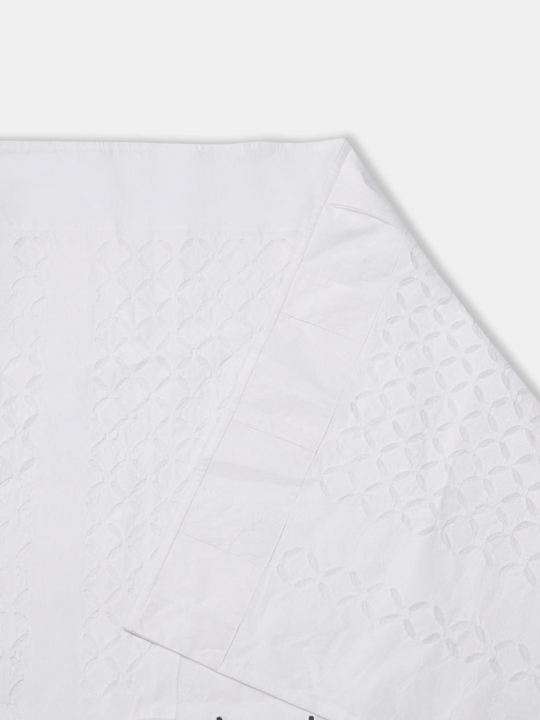 Fabindia Asta White Floral Design Applique Cotton Door Curtain