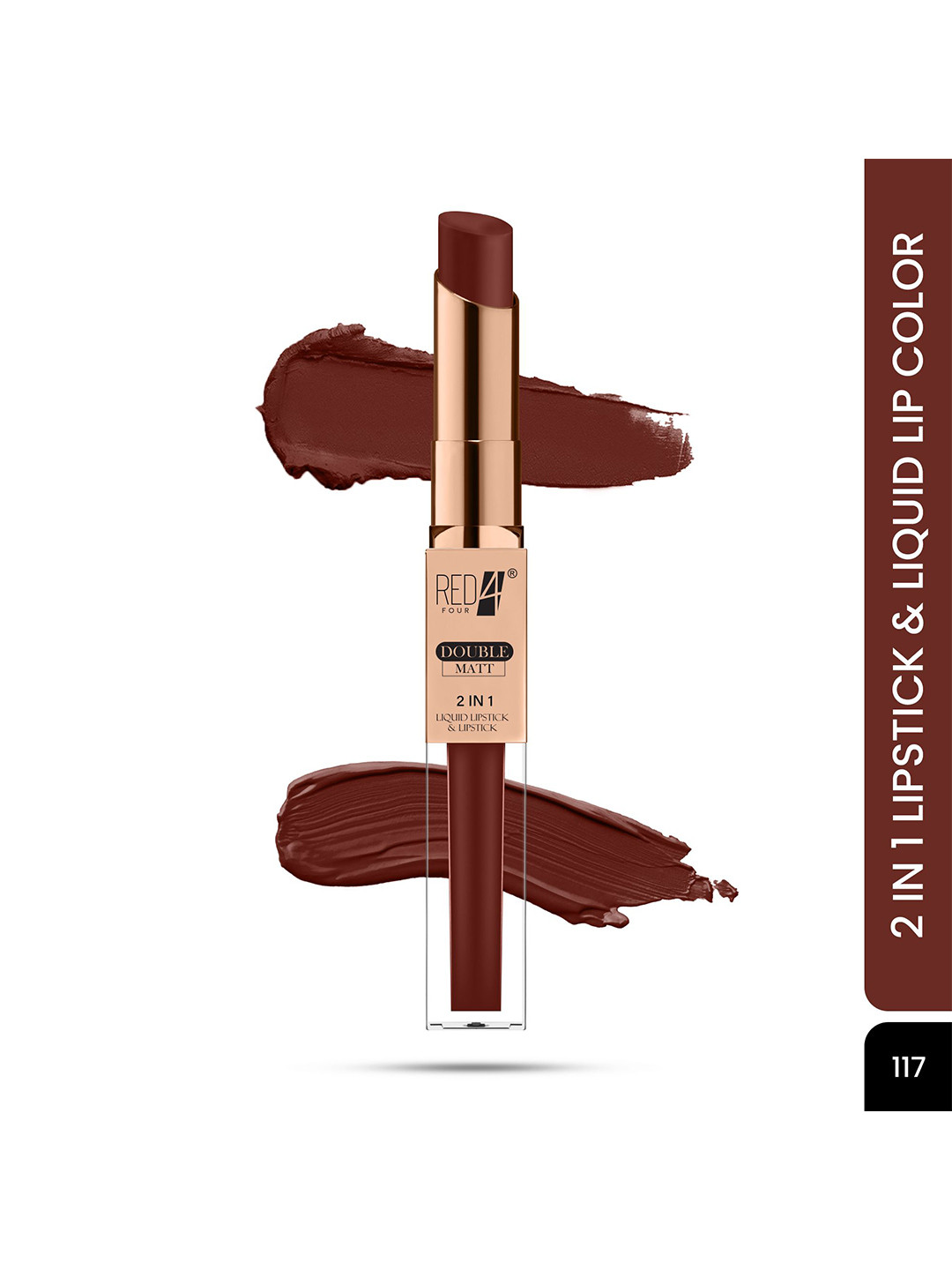 RED 4 Double Matt 2 In 1 Long Lasting Matte Liquid Lipstick - 8 g - 117