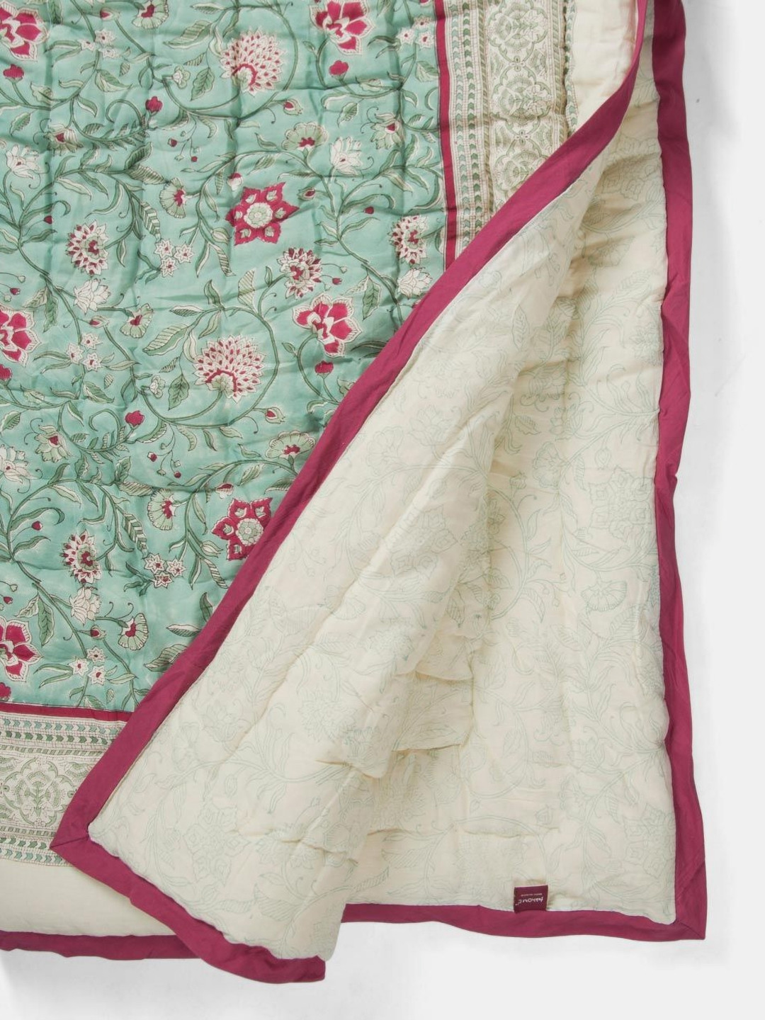 Fabindia Gulbagh Blue & Red Floral Printed AC Room Single Bed Quilt