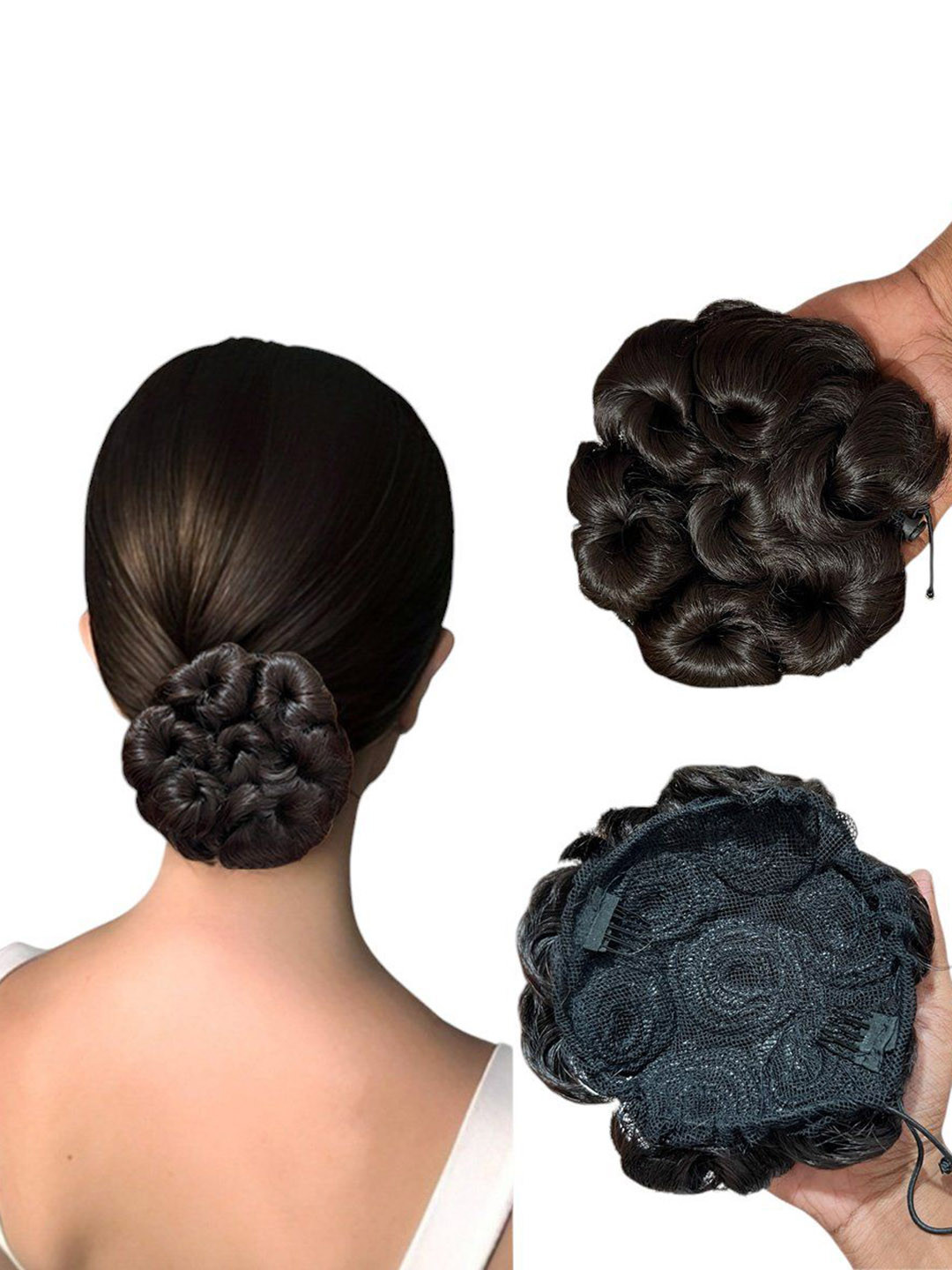 VIEWS Clip-In Straight Bun Premium Heat-Resistant Hair Extension - Black- 24 Inch