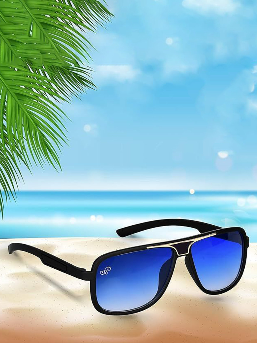 PIRASO Unisex Wayfarer Sunglasses with UV Protected Lens 39019 BLUE BLACK