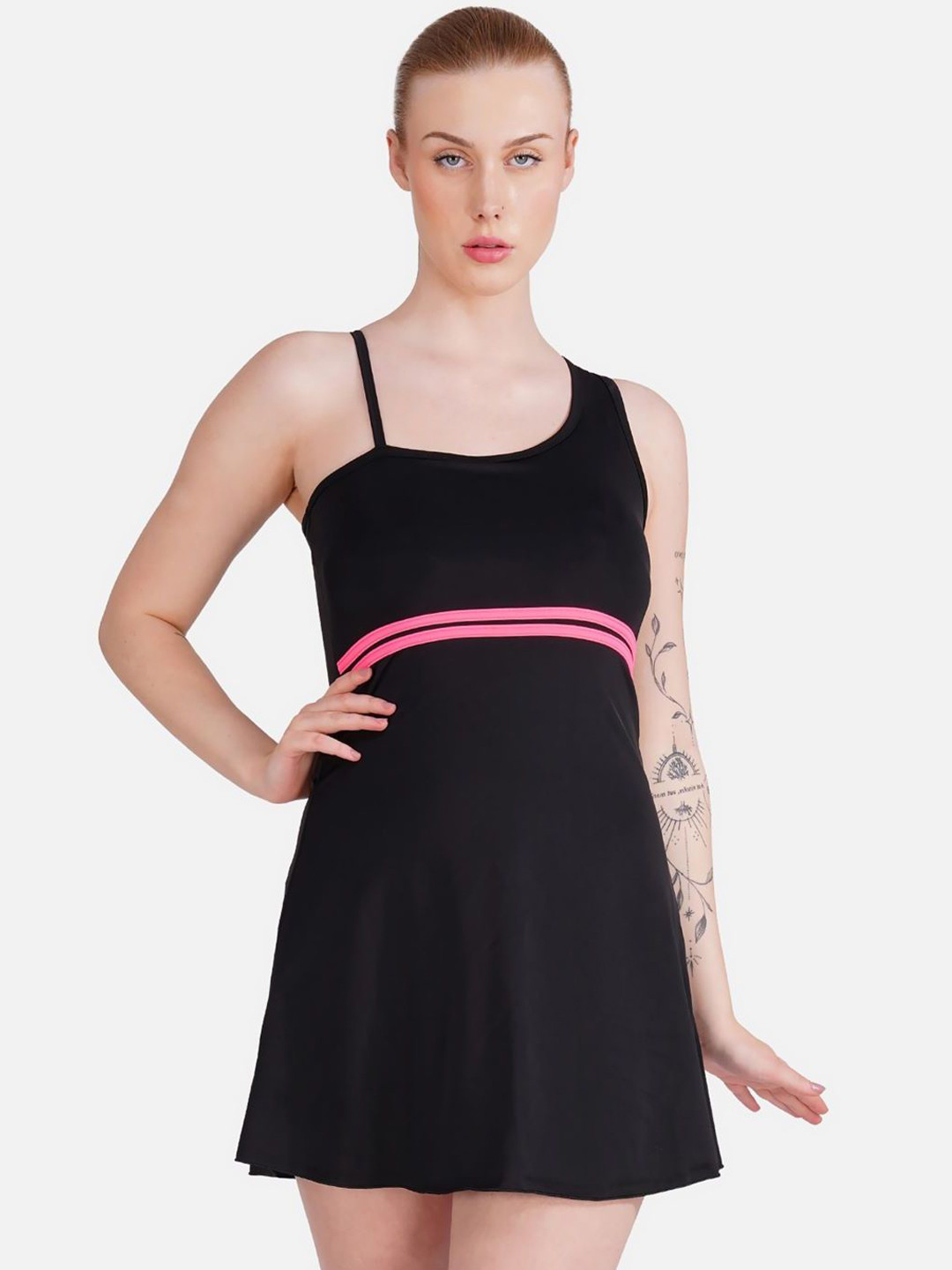 Poftik One Shoulder Neck Swim Dress