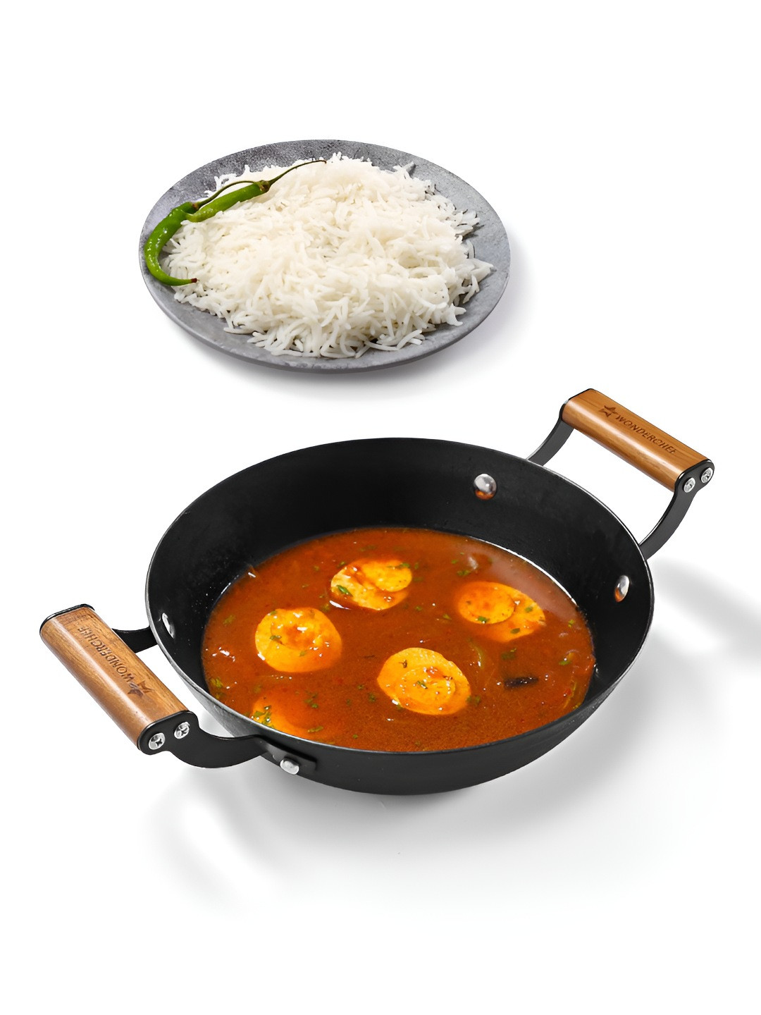 Wonderchef Black Induction Base Cast Iron Kadhai & Wok