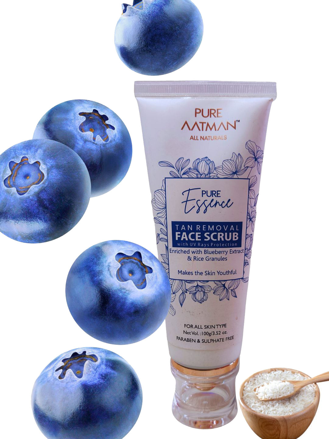 PURE AATMAN Blueberry Tan Removal Face Scrub - 100 g