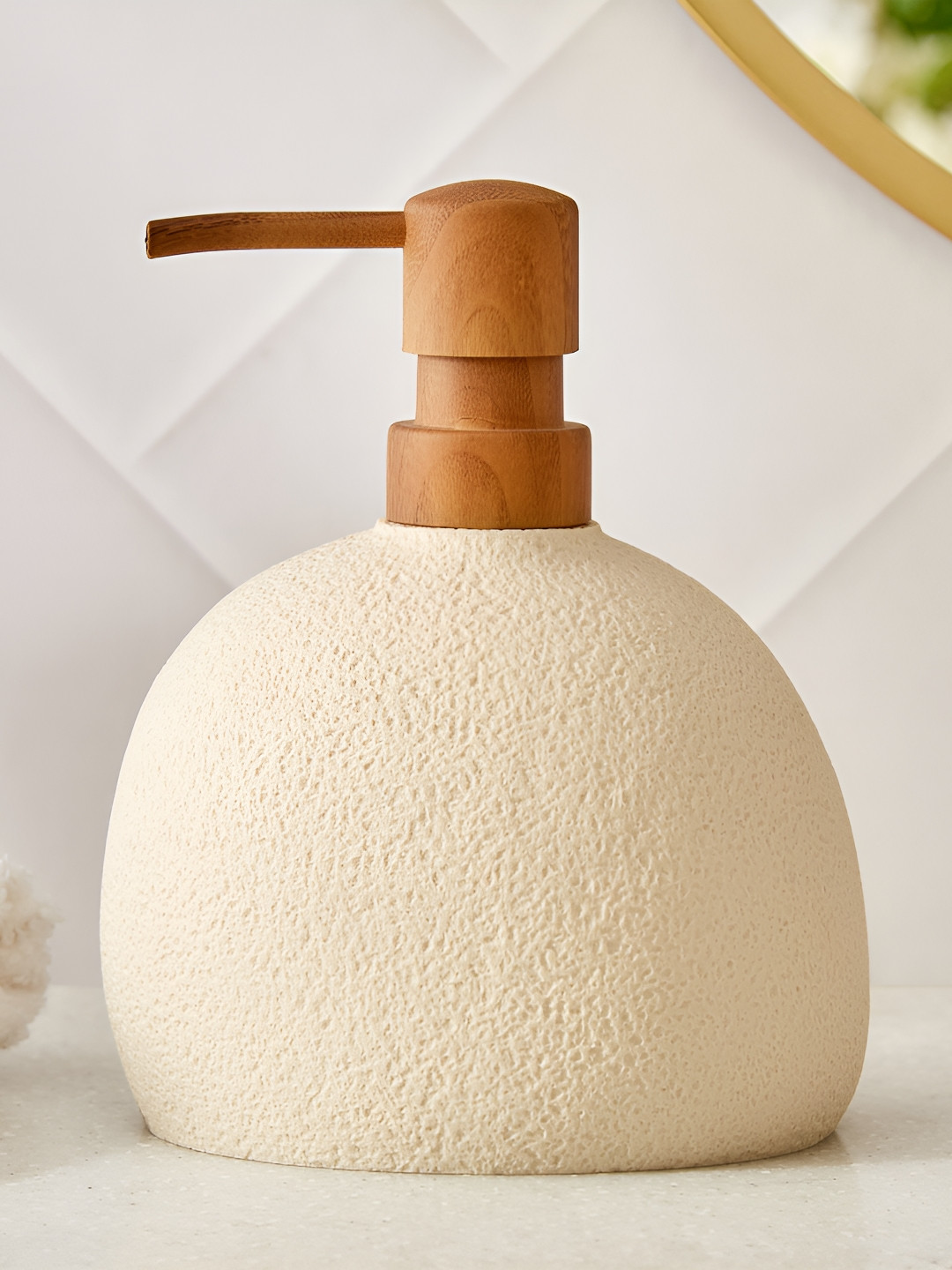 Home Centre Beige Textured Soap Dispenser - 410ml