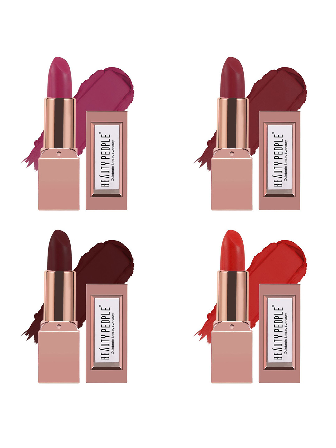 Beauty People Set Of 4 Glorified Gold Matte Lipstick- 3.8 g Each - 102- 107-114-125