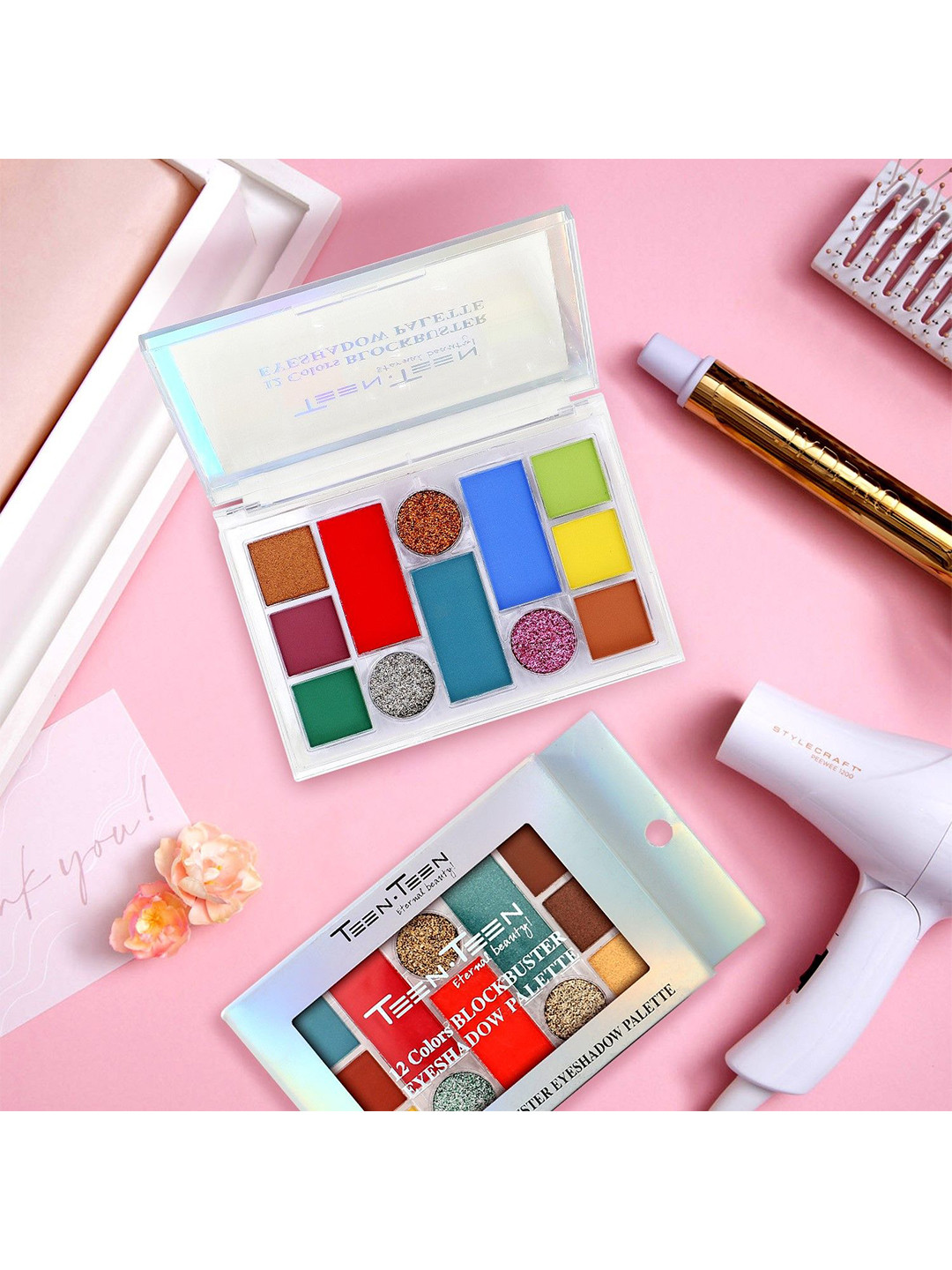 TEEN TEEN COSMETICS Blockbuster 12 Color Eyeshadow Palette - 16 g - Red- Blue -01