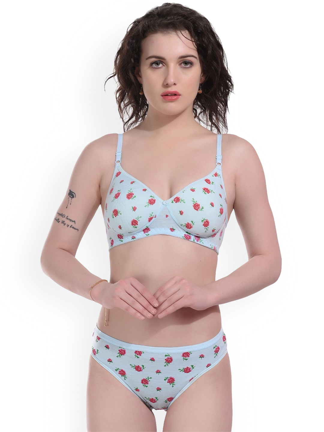 UNITRUST Printed Lightly Padded Lingerie Set Anjaly-Blue-30B