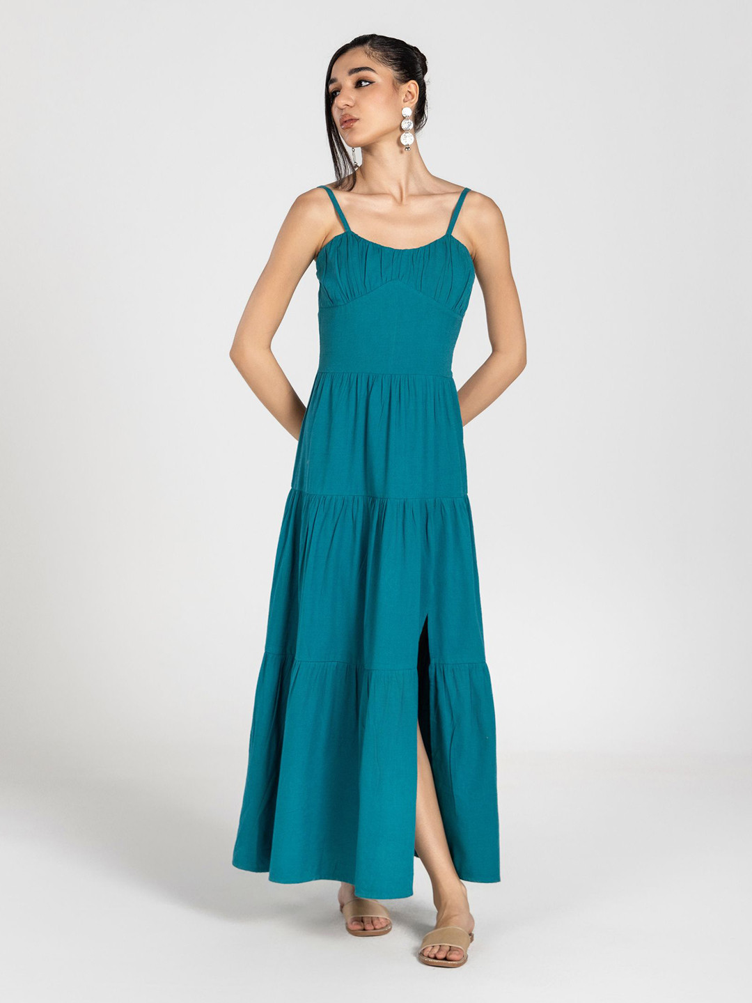 Past Modern Women Cotton Tiered Fit & Flare Dress