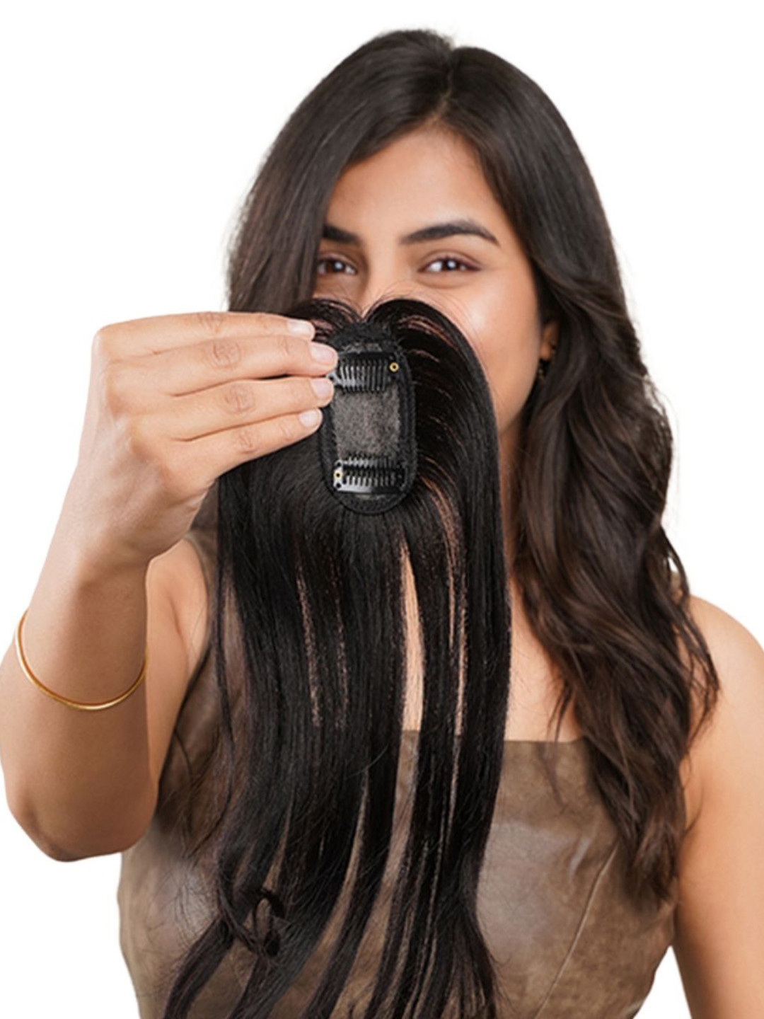 The Shell Hair Black Clip-In Silk Hair Topper- 2x3 Inches