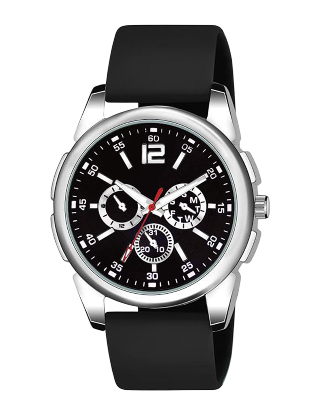 JUST LIKE Men Skeleton Dial & Reset Time Analogue Watch 883 tigada crom black silicon