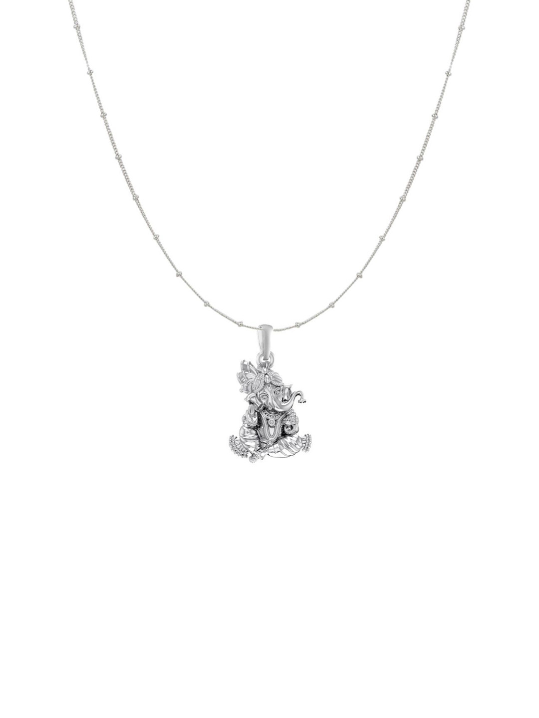 Metronaut 92.5 Sterling Silver Ganesh Pendant With Ball Chain