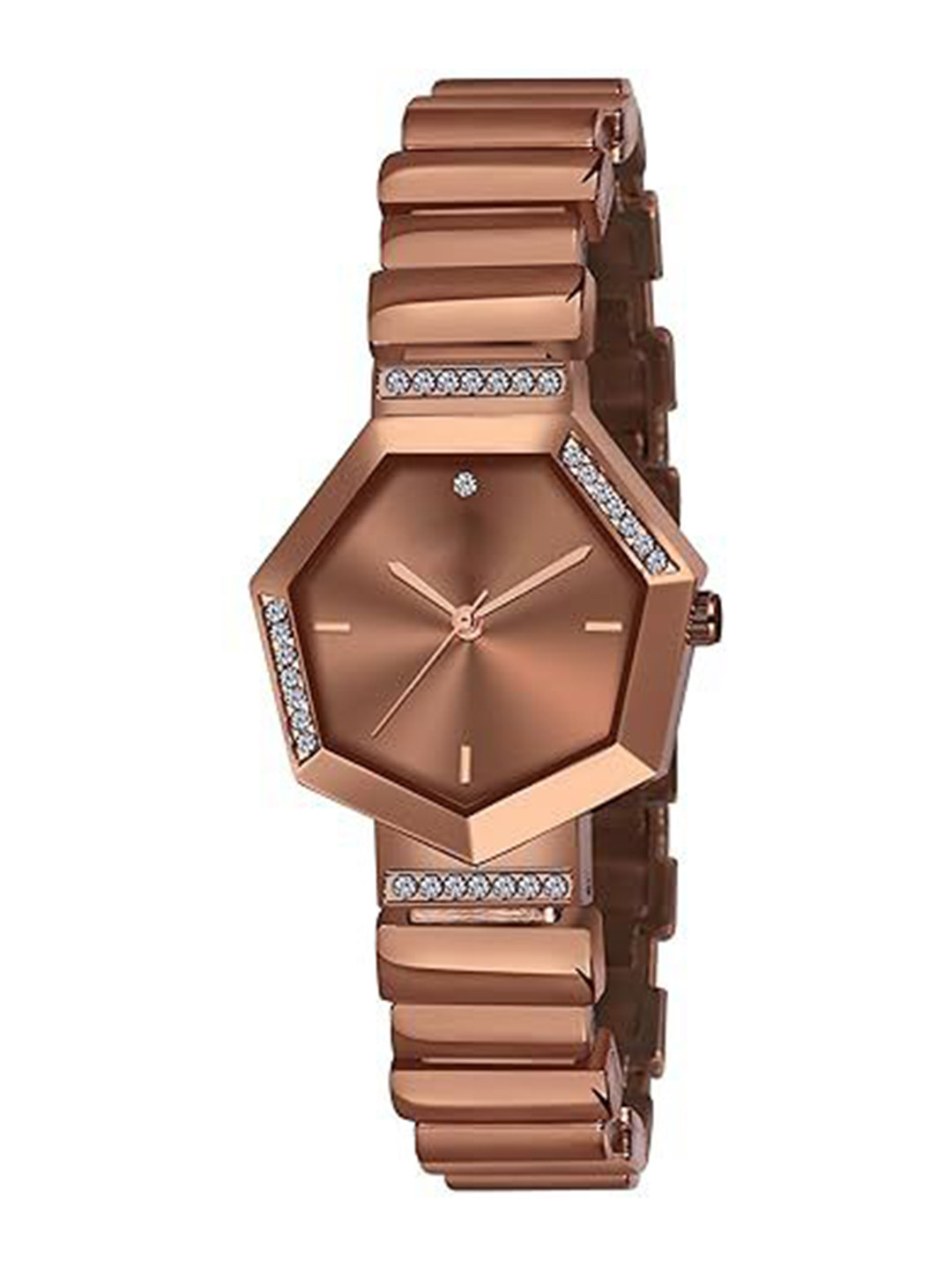 JUST LIKE Women Embellished Dial & Bracelet Style Straps Analogue Watch 169 BROWN