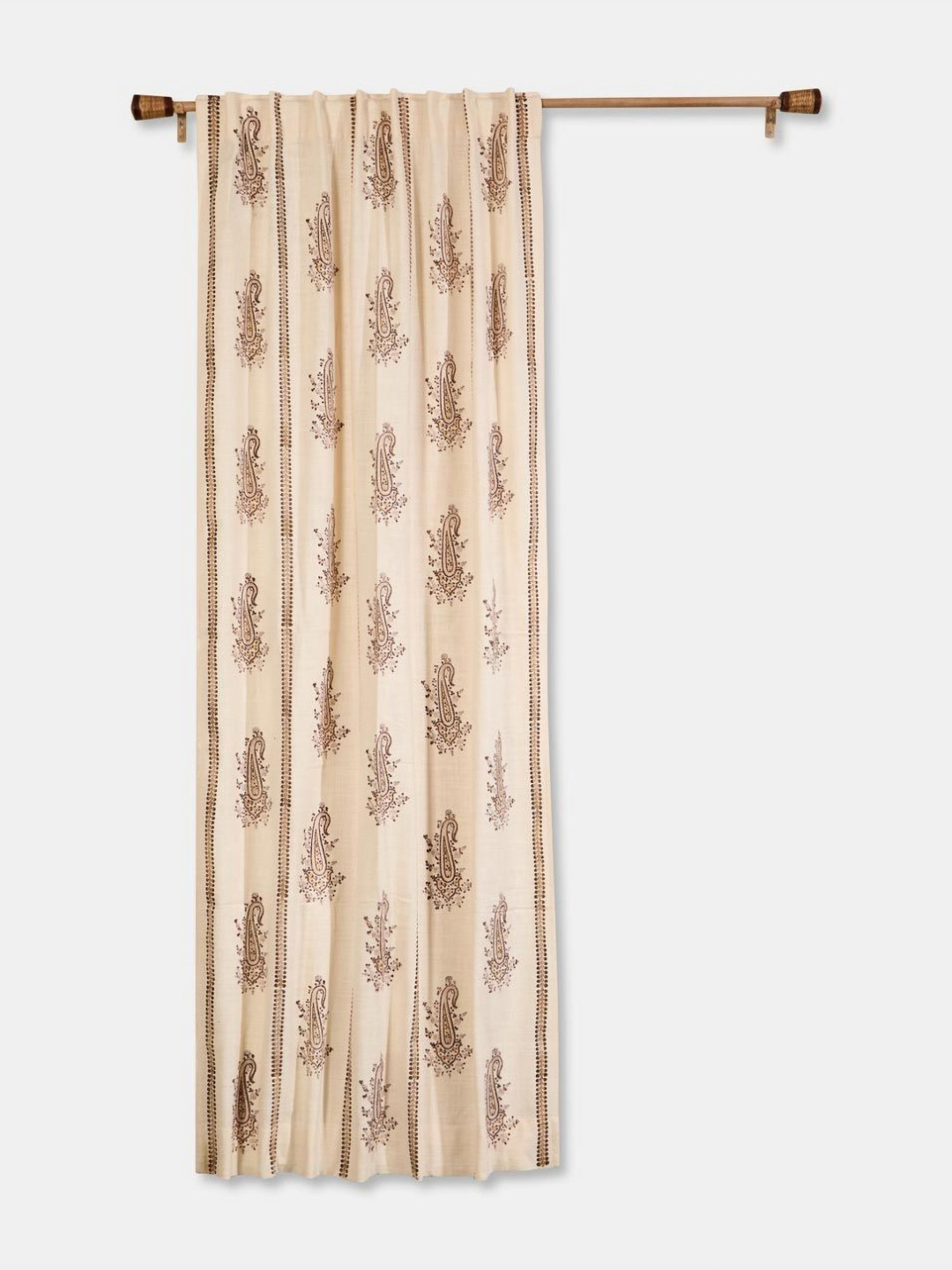 Fabindia Serene Beige & Brown Floral Printed Cotton Window Curtain