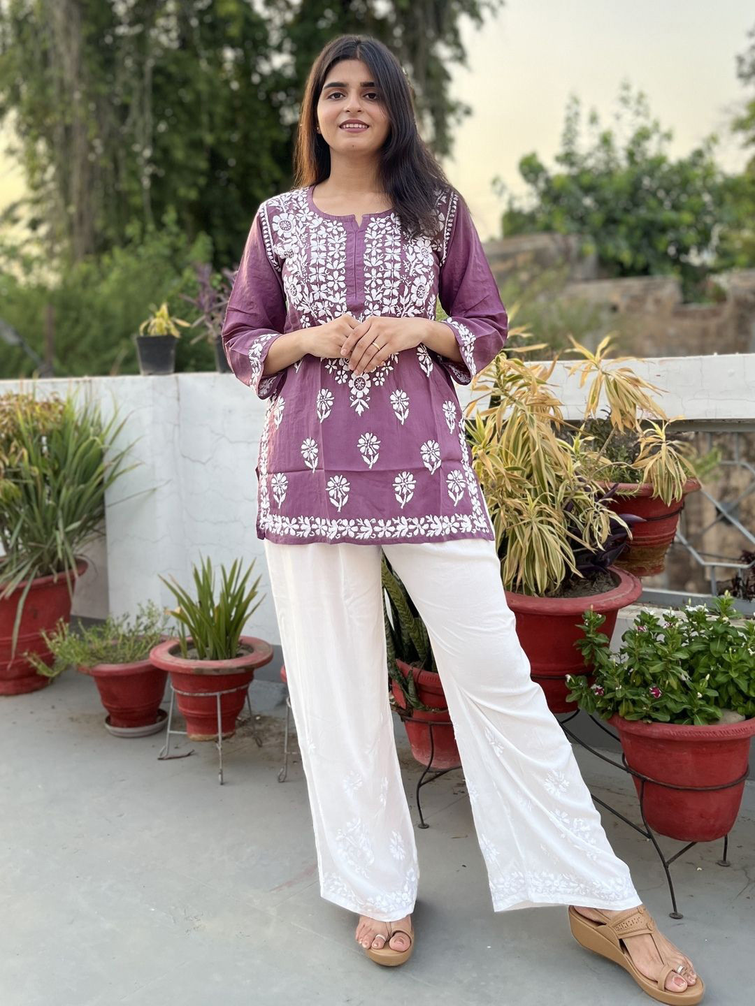 Everything In Chikankari Hand Embroidered Short Top Kurti